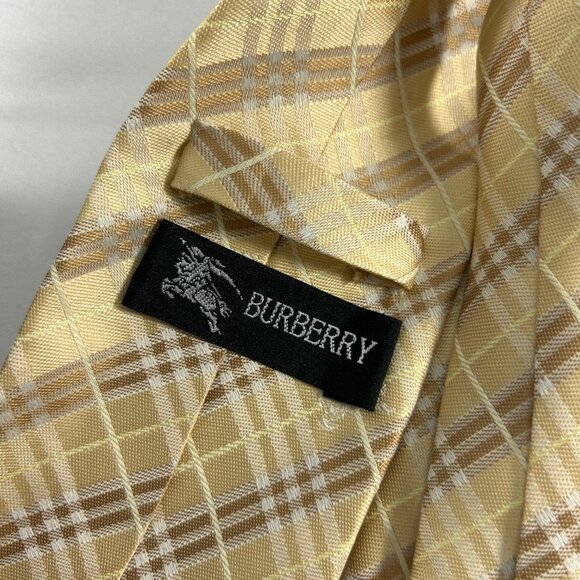 Burberry Silk Tie Necktie Boxed Set Cufflinks Pocket Square Cream Brown - Picture 5 of 16
